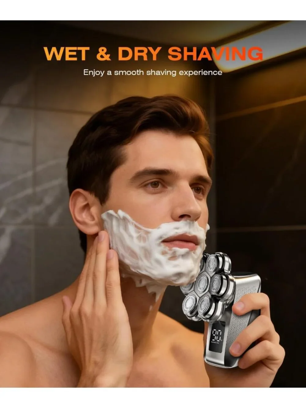 Waterproof 7D Electric Head Shaver for Bald Men, 5-in-1 Grooming Kit